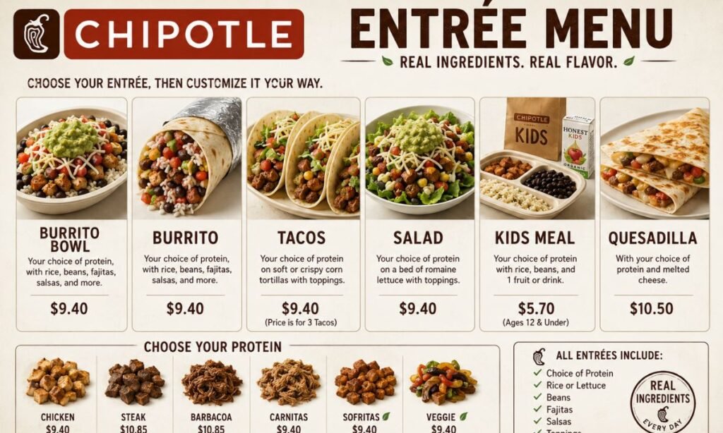 Chipotle Entree Menu