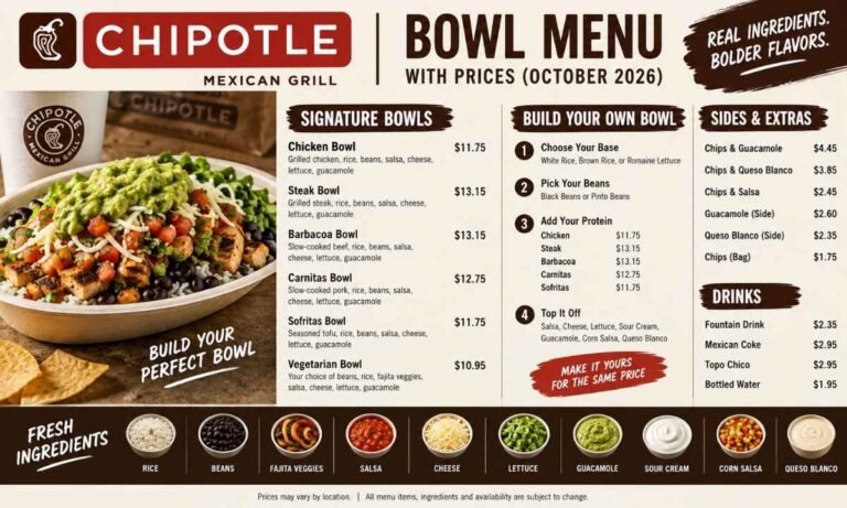 Chipotle Bowl Menu With Prices