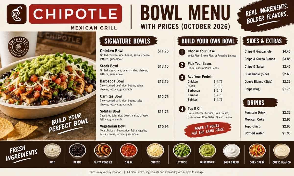 Chipotle Bowl Menu With Prices