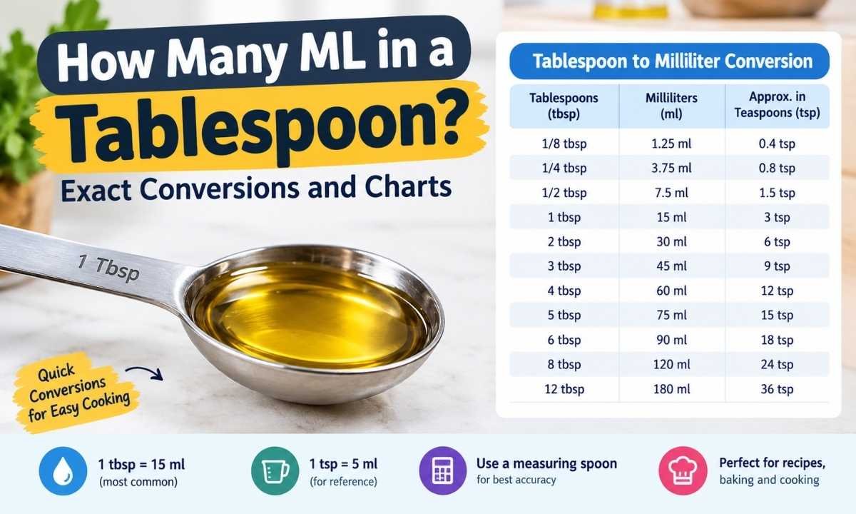 How Many ML in a Tablespoon Exact Conversions and Charts